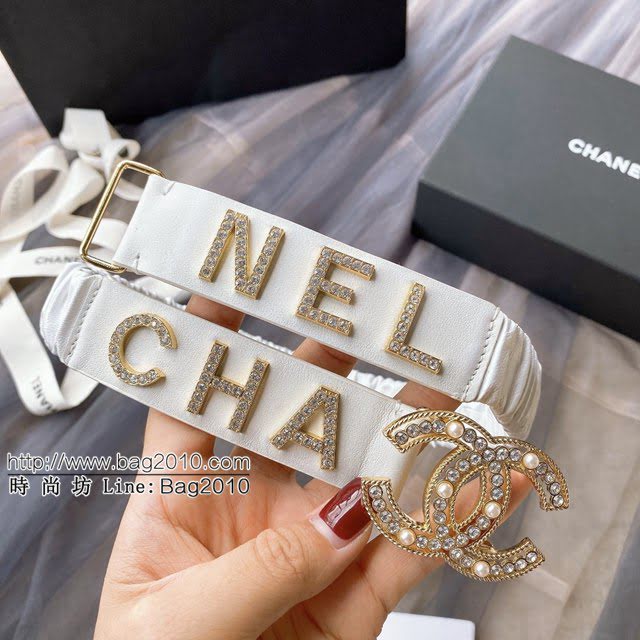 Chanel女士皮帶 香奈兒cc經典logo扣精品彈力扣腰帶  jjp1152